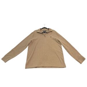 Polo by Ralph Lauren Men’s Tan Quarter Zip Cotton Sweater Size L